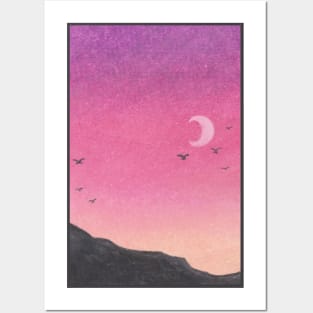 Oil Pastel | Purple Sky Posters and Art